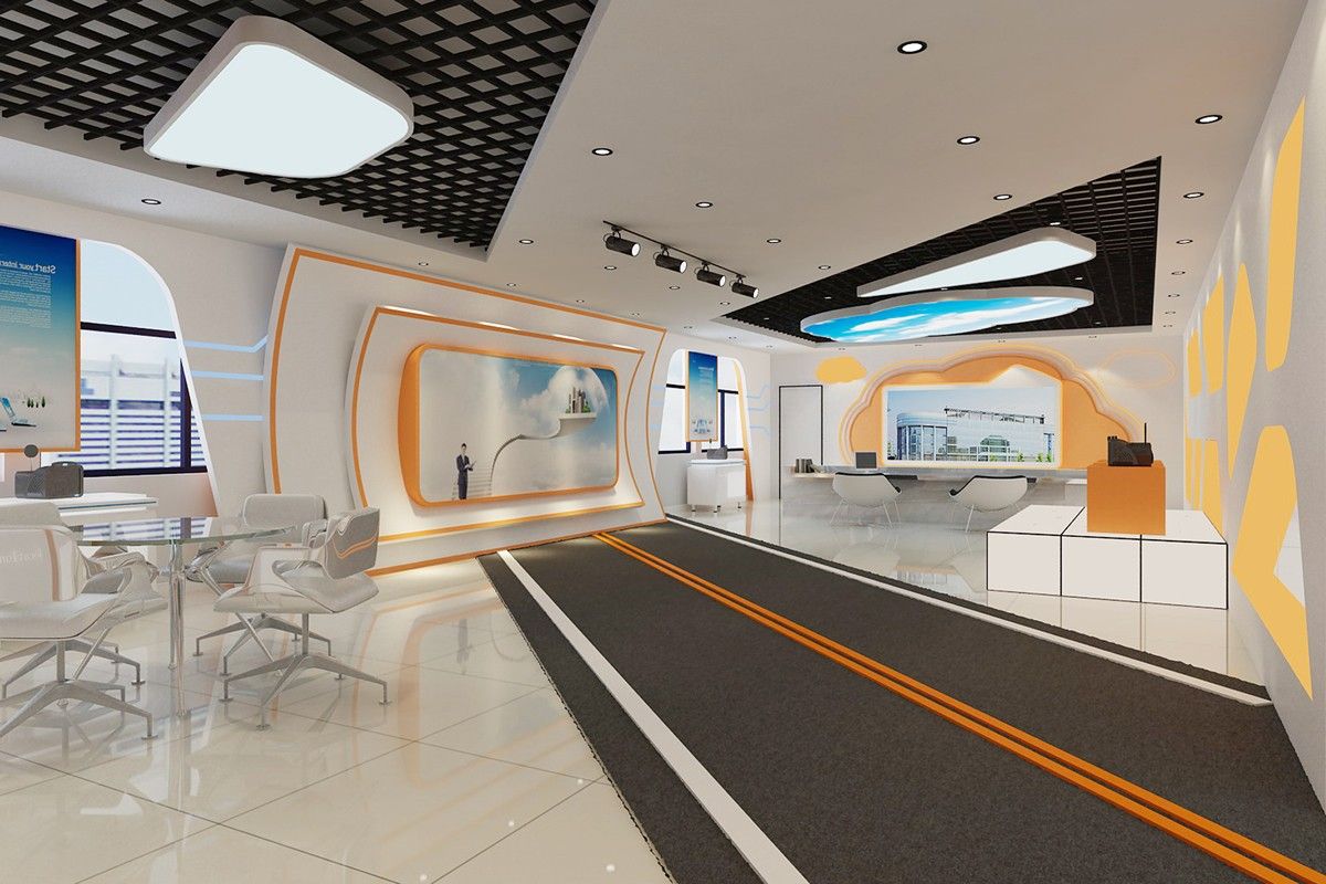 文康科技600平方橙色展廳裝修